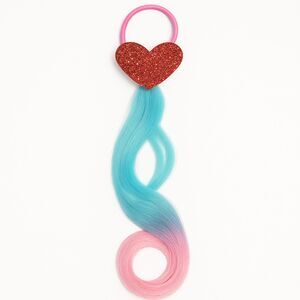 Girls' Hair Piece Extension Pink Blue Ombre Red Glitter Heart Unicorn Colors
